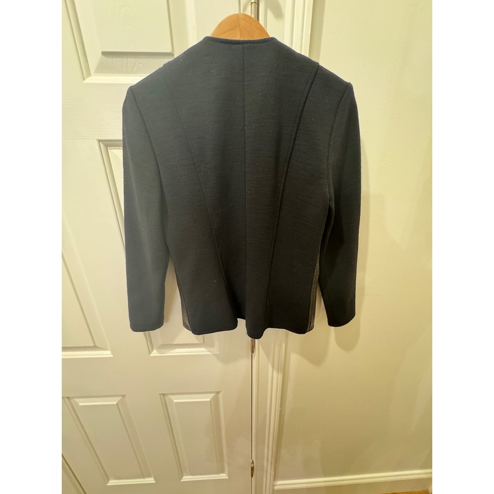Razooks Womens Black Leather Knit Mixed Media Zip Front Jacket Size 6 - Picture 2 of 12